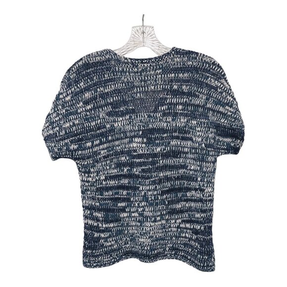 Eileen Fisher Small Crochet Short Sleeve Sweater in Indigo Blue - Picture 3 of 6